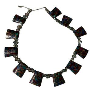 Vintage Donna Dressler Chunky Stone Necklace Silver 925 Clasp Beads